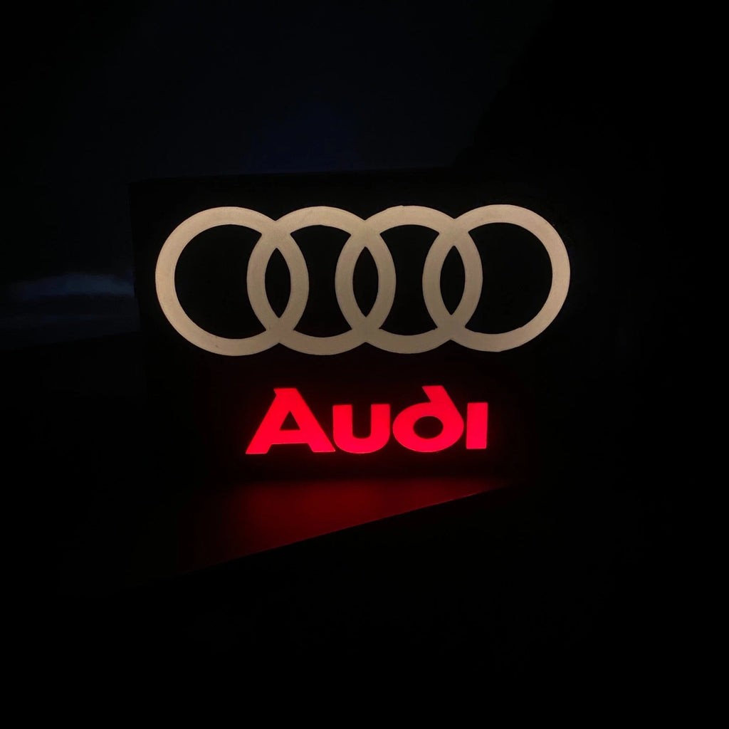 Audi Logo LED Light Box Sign Lamp Lightbox Garage Tool Wall Decor USB Powered