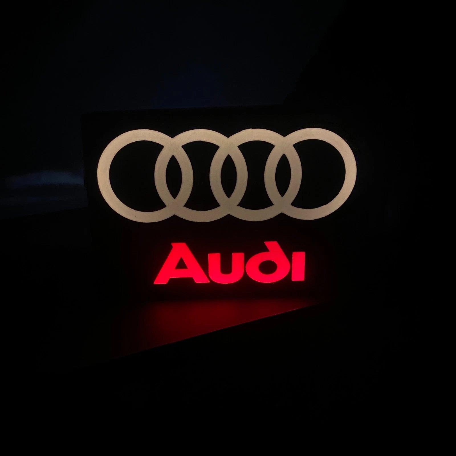 Audi Logo LED Light Box Sign Lamp Lightbox Garage Tool Wall Decor USB Powered