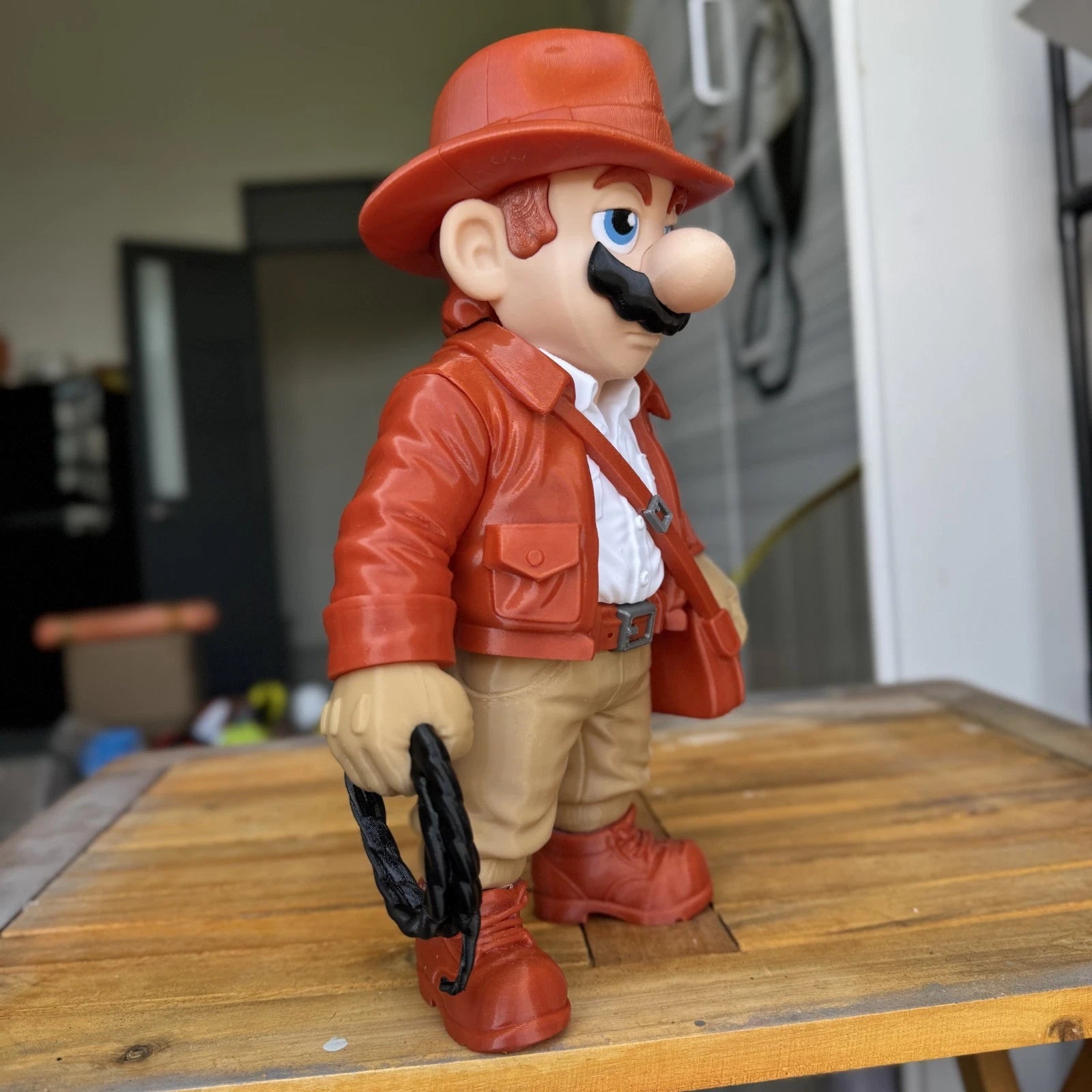 Indiana Jones Mario Mash Up Figure 3D Print 30cm Movie Fan Gift Office Display
