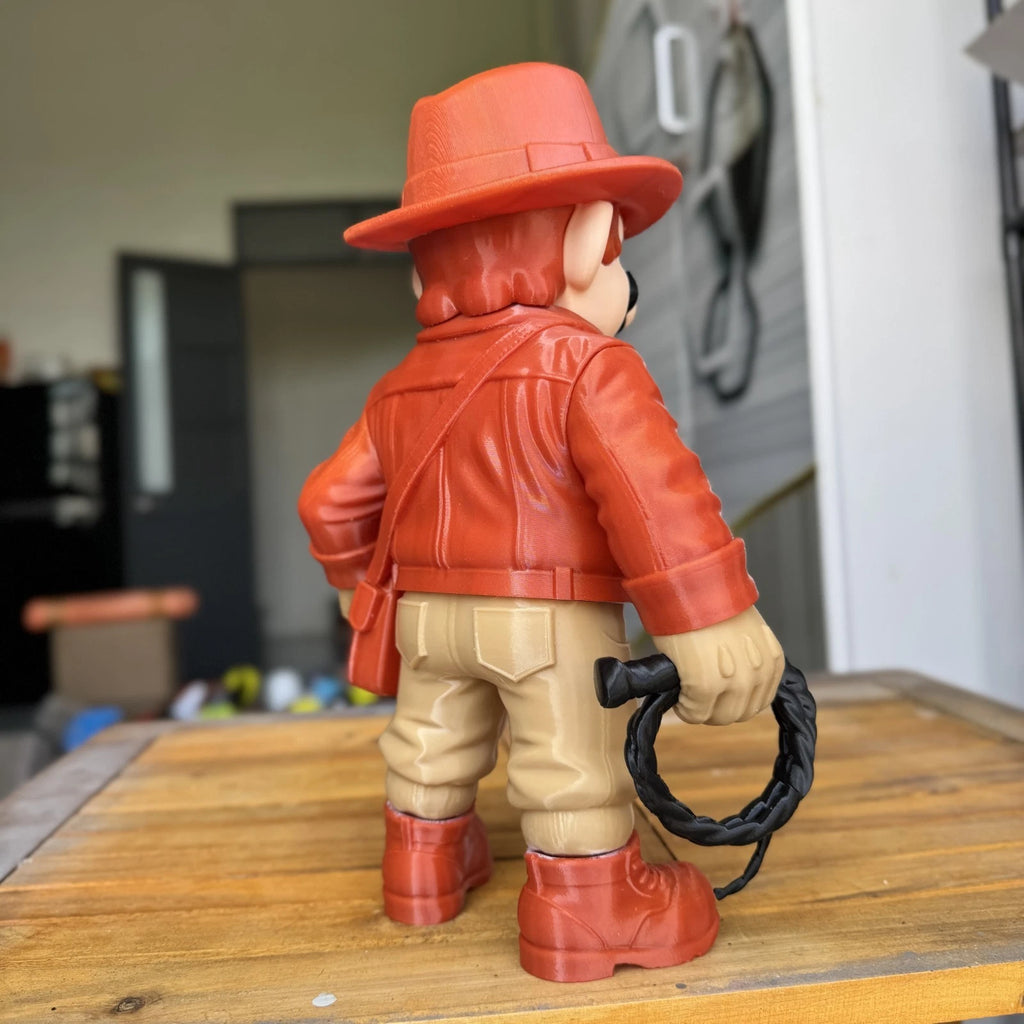 Indiana Jones Mario Mash Up Figure 3D Print 30cm Movie Fan Gift Office Display