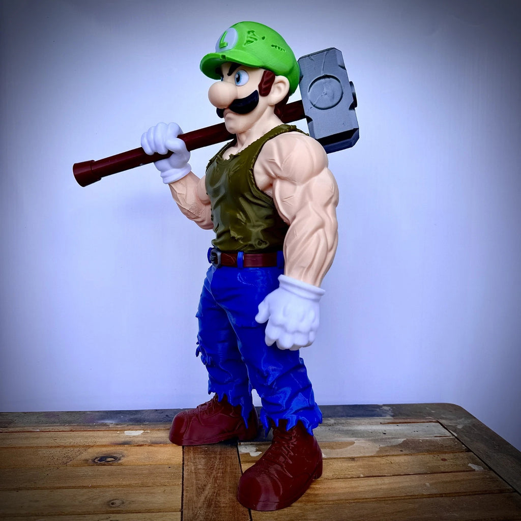 Muscle Mario & Luigi Gamer Movie Icons Figures Ornament Gift Display