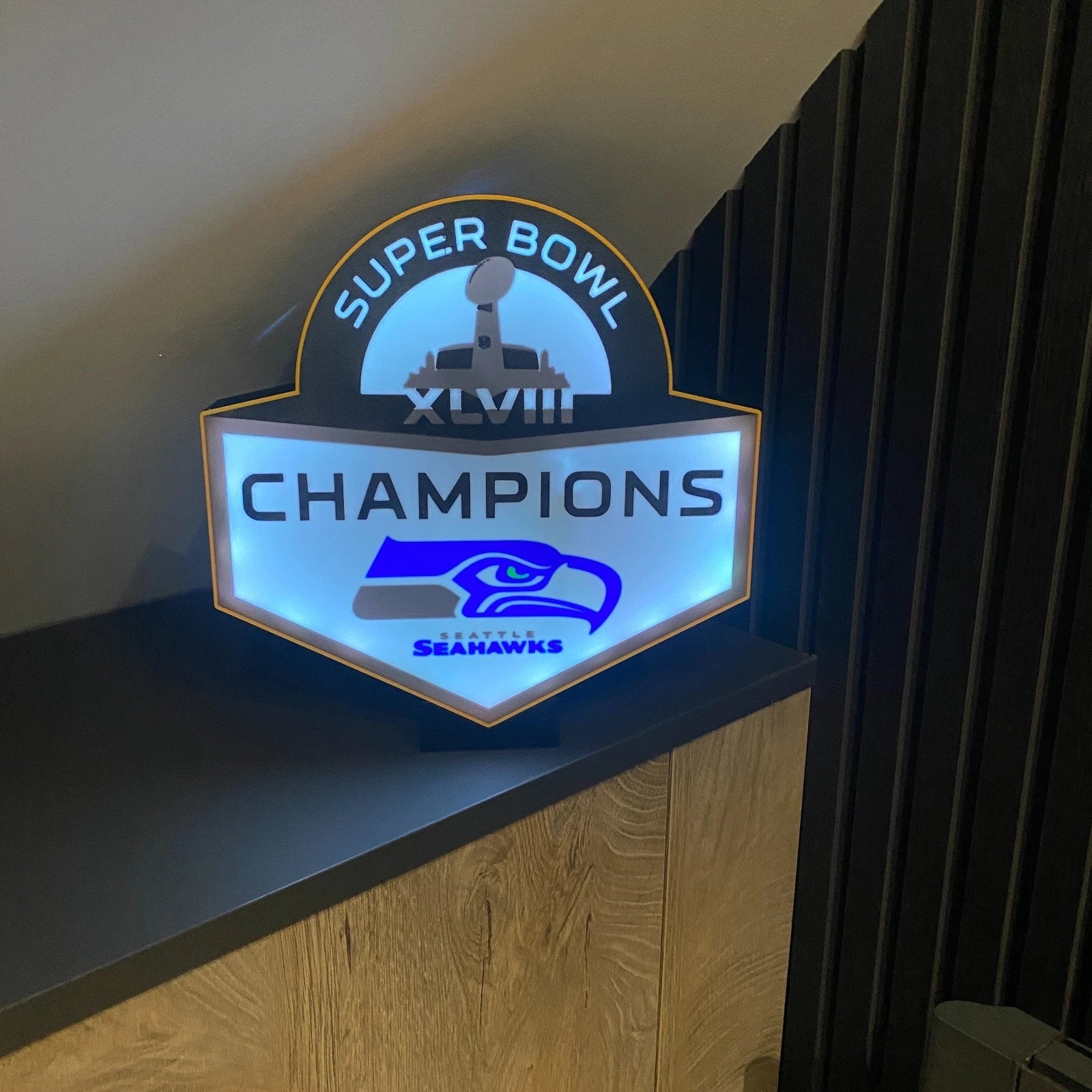 Seattle Seahawks Super Bowl XLVII Champions Led Lightbox USB Wall Display Sign
