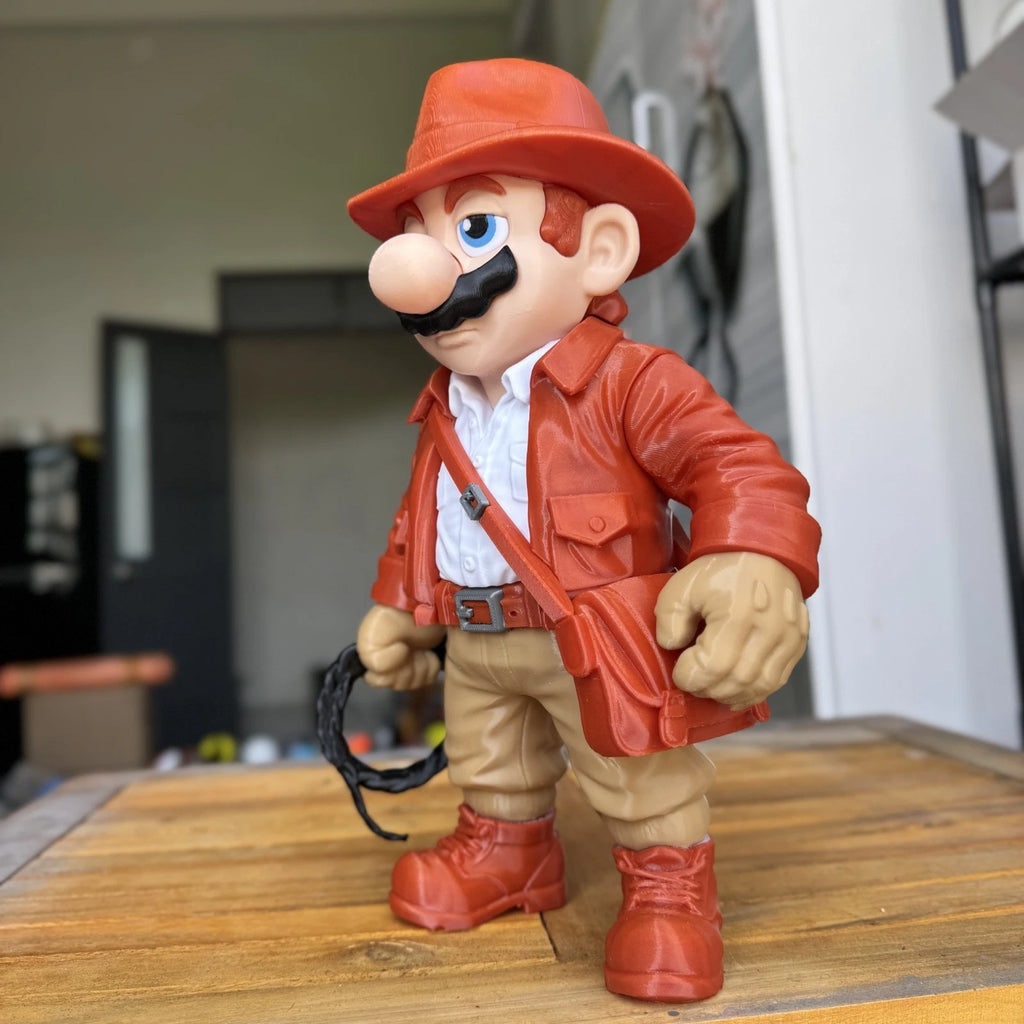 Indiana Jones Mario Mash Up Figure 3D Print 30cm Movie Fan Gift Office Display