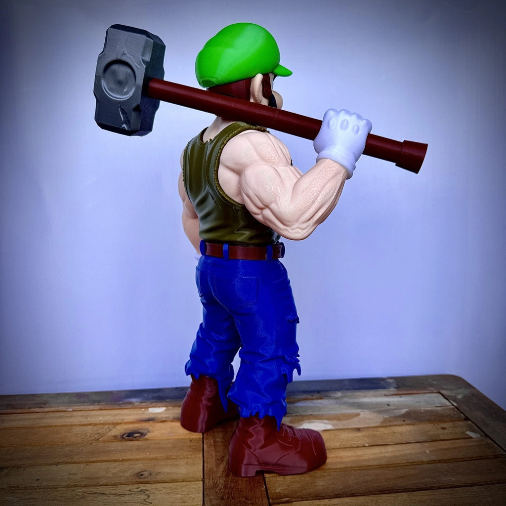 Muscle Mario & Luigi Gamer Movie Icons Figures Ornament Gift Display