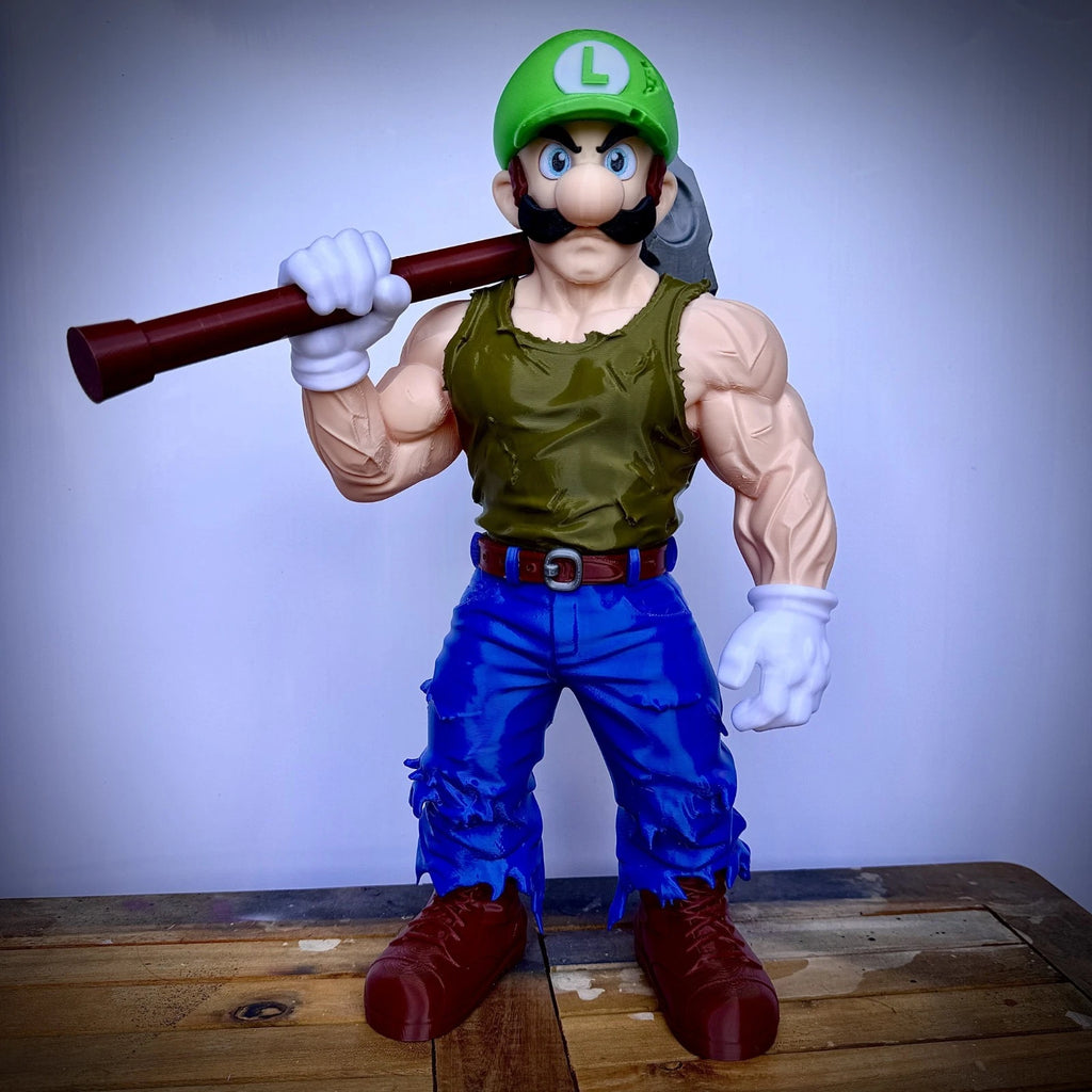 Muscle Mario & Luigi Gamer Movie Icons Figures Ornament Gift Display