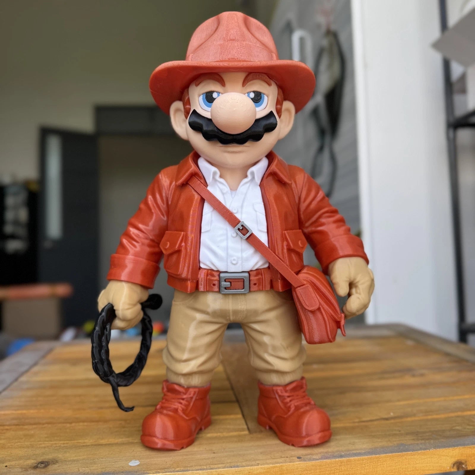 Indiana Jones Mario Mash Up Figure 3D Print 30cm Movie Fan Gift Office Display