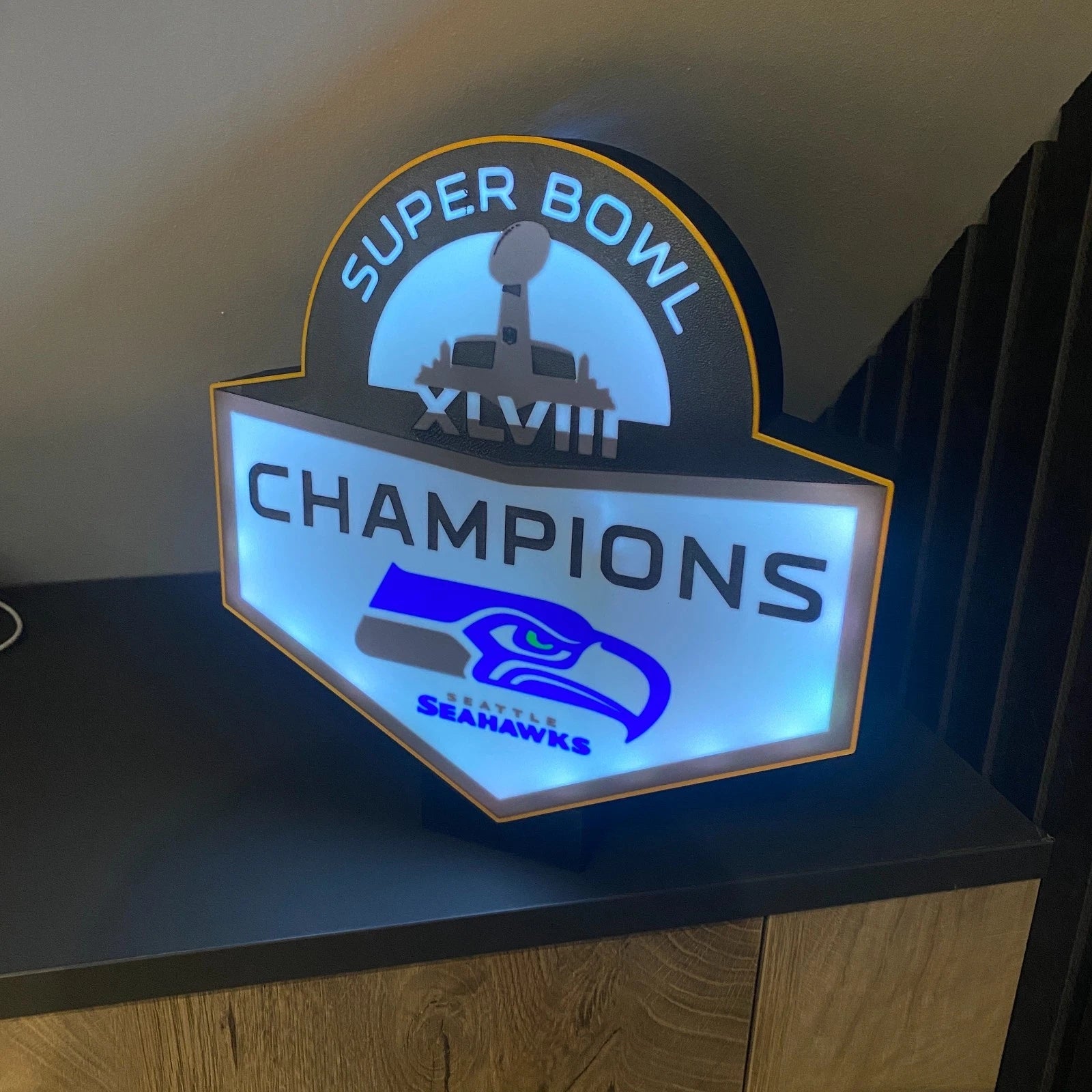 Seattle Seahawks Super Bowl XLVII Champions Led Lightbox USB Wall Display Sign