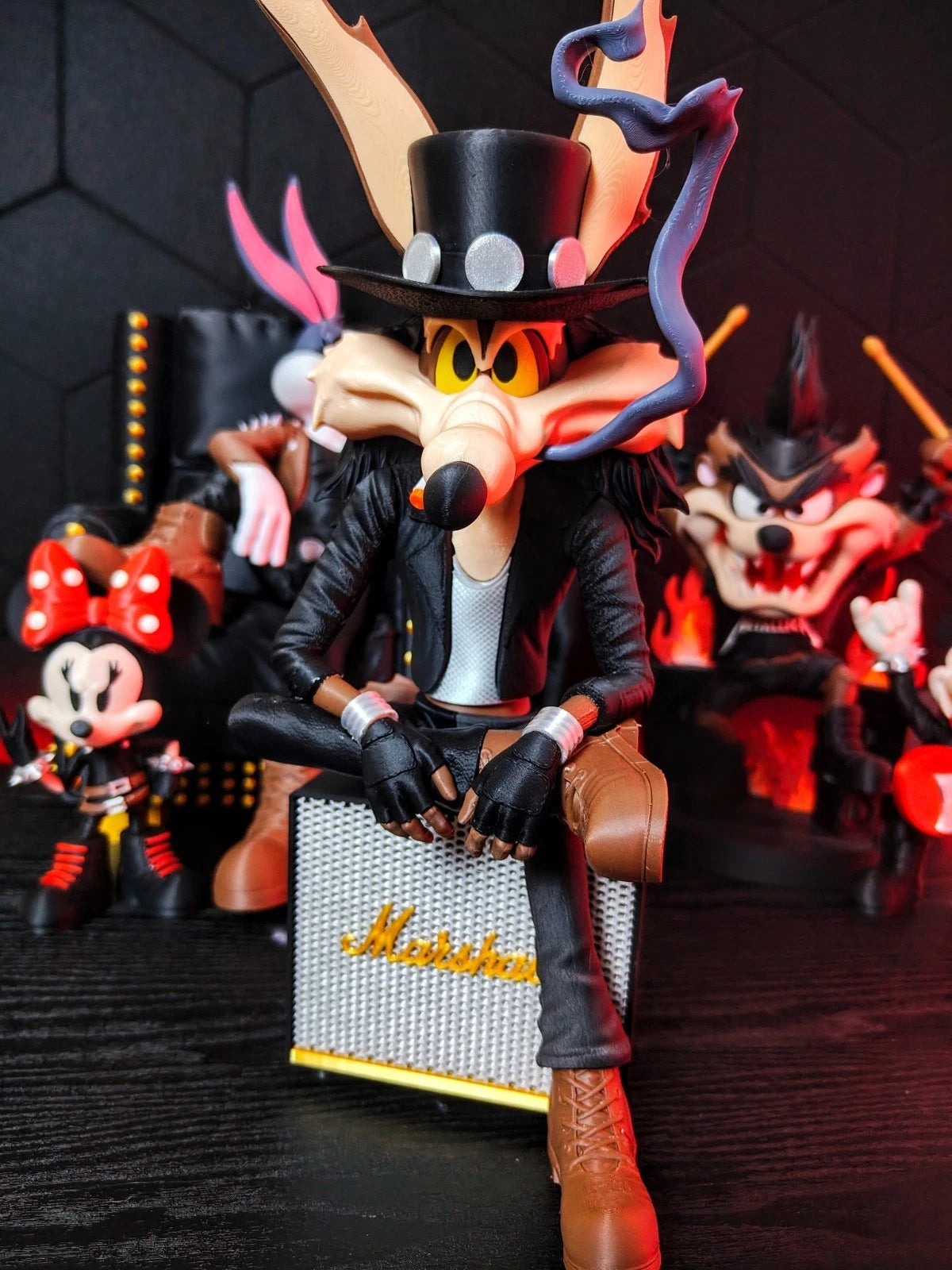 Wile E. Coyote Rockstar Vibe Figure 3D Printed Display 35cm Cartoon Icon Gift