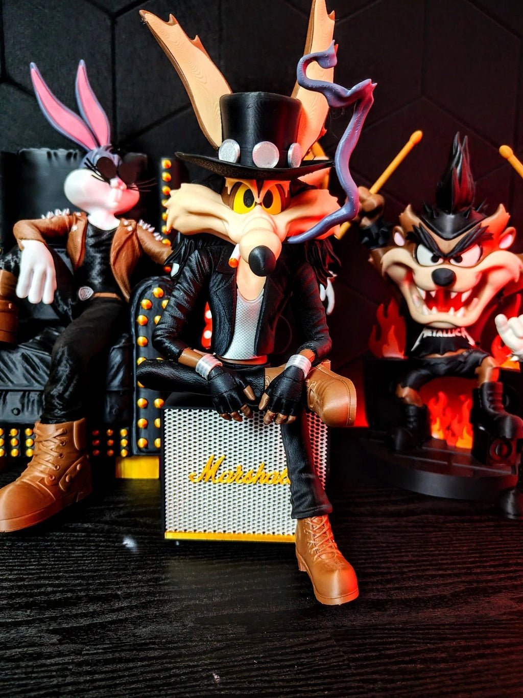 Wile E. Coyote Rockstar Vibe Figure 3D Printed Display 35cm Cartoon Icon Gift