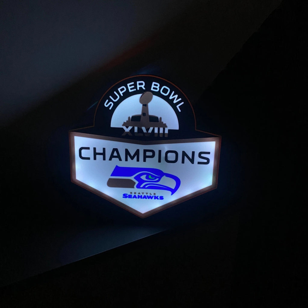 Seattle Seahawks Super Bowl XLVII Champions Led Lightbox USB Wall Display Sign