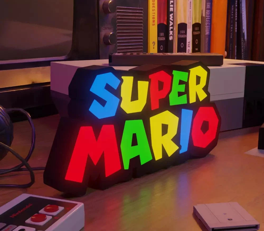 Super Mario Led Retro Logo Gaming Lightbox Light Sign USB Powered