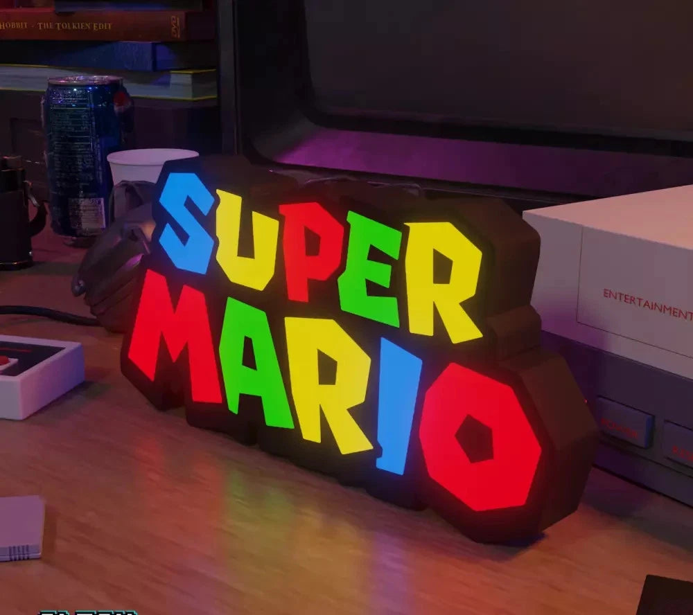 Super Mario Led Retro Logo Gaming Lightbox Light Sign USB Powered